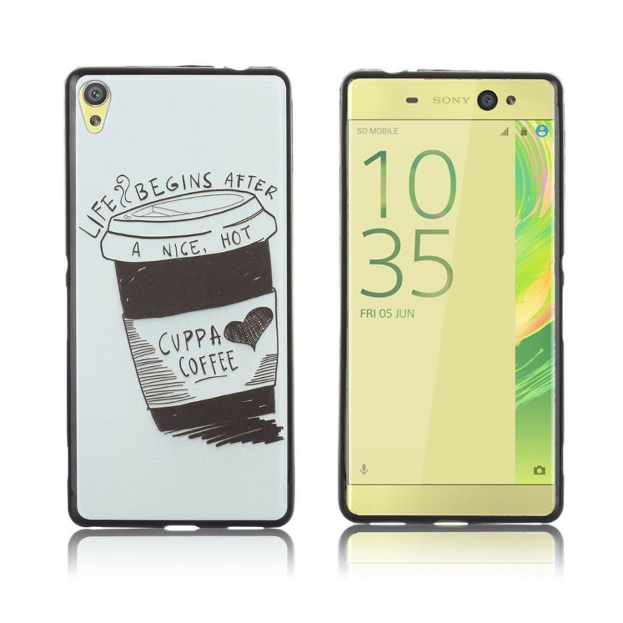 Sony Xperia Xa Ultra Kohokuvioitu Joustava Kuori Kuppi Kahvia Ja Sitaatti