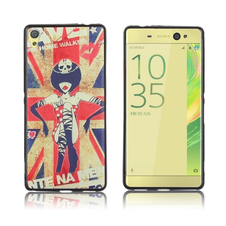 Sony Xperia Xa Ultra Kohokuvioitu Joustava Kuori Nainen Ja Britannian Lippu