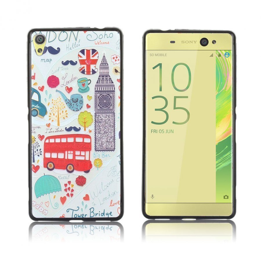 Sony Xperia Xa Ultra Kohokuvioitu Joustava Kuori Piirretty Lontoo