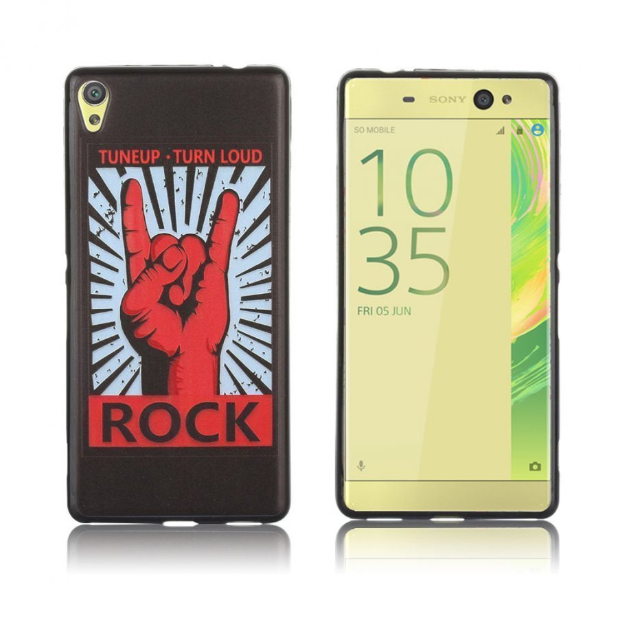 Sony Xperia Xa Ultra Kohokuvioitu Joustava Kuori Retro Rock Juliste