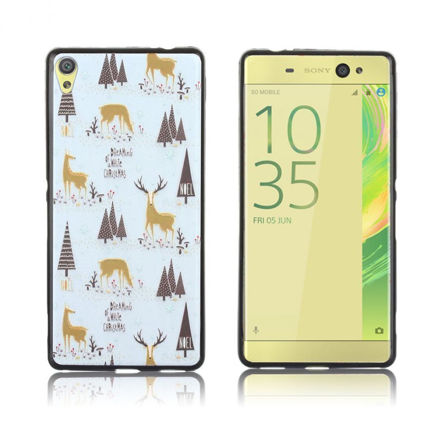 Sony Xperia Xa Ultra Kohokuvioitu Joustava Kuori Valkoinen Joulu