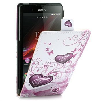 Sony Xperia Z Flip Nahkakotelo Hearts