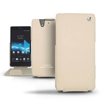 Sony Xperia Z Noreve Tradition Läpällinen Nahkakotelo Beige