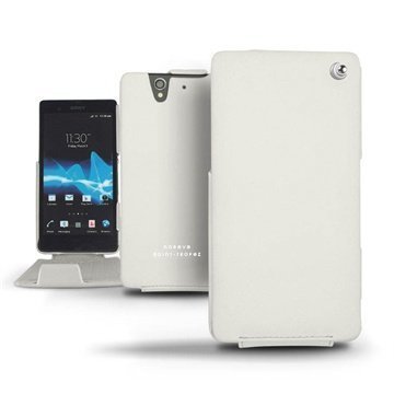 Sony Xperia Z Noreve Tradition Läpällinen Nahkakotelo Valkoinen