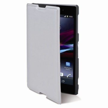 Sony Xperia Z1 Compact Ksix Taitettava Nahkakotelo Valkoinen