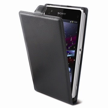 Sony Xperia Z1 Compact Ksix Vertical Flip Nahkakotelo Musta
