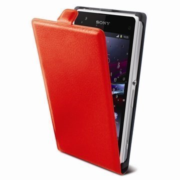 Sony Xperia Z1 Compact Ksix Vertical Flip Nahkakotelo Punainen