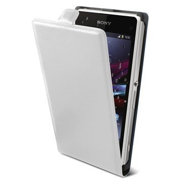 Sony Xperia Z1 Compact Ksix Vertical Flip Nahkakotelo Valkoinen