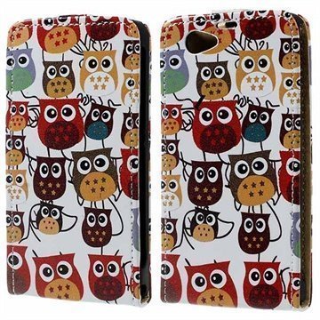 Sony Xperia Z1 Compact Pystysuuntainen Nahkainen Läppäkotelo Owls