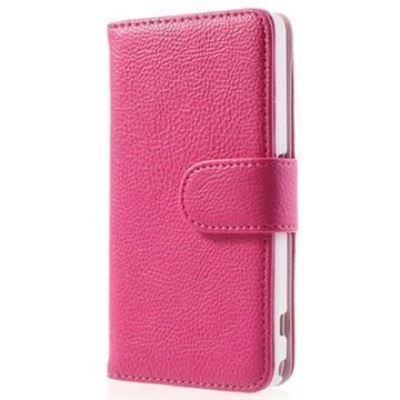 Sony Xperia Z1 Compact Wallet Nahkakotelo Kuuma Pinkki