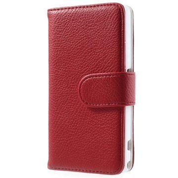 Sony Xperia Z1 Compact Wallet Nahkakotelo Punainen