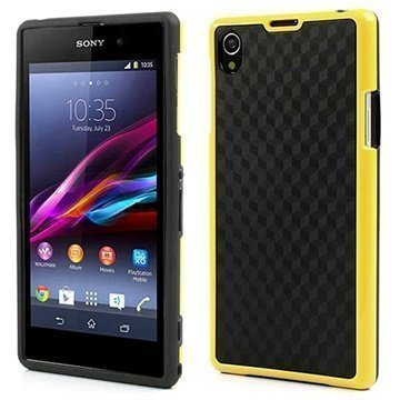 Sony Xperia Z1 Cube Design Hybridikotelo Musta / Keltainen