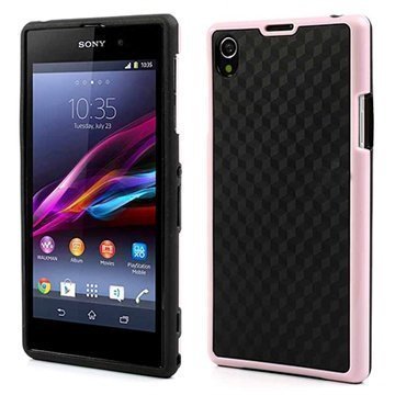 Sony Xperia Z1 Cube Design Hybridikotelo Musta / Pinkki