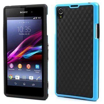 Sony Xperia Z1 Cube Design Hybridikotelo Musta / Sininen