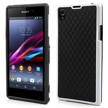 Sony Xperia Z1 Cube Design Hybridikotelo Musta / Valkoinen