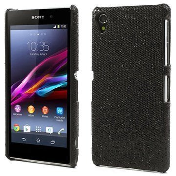 Sony Xperia Z1 Glitter Kova Nahkakotelo Musta