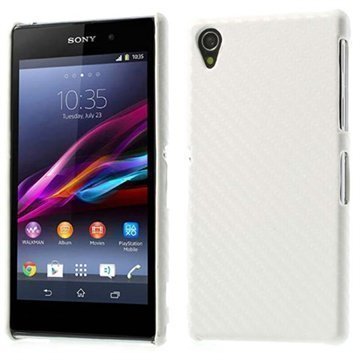 Sony Xperia Z1 Kova Suojakotelo Valkoinen Hiilikuitu