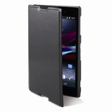 Sony Xperia Z1 Ksix Folio Nahkainen Suojakotelo Musta