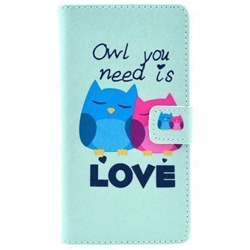 Sony Xperia Z1 Lompakkonahkakotelo Owl You Need Is Love