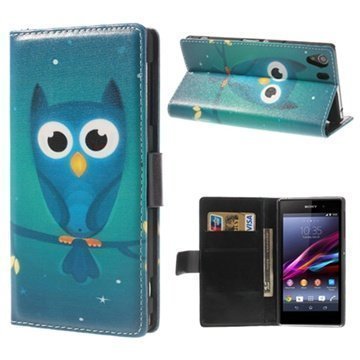 Sony Xperia Z1 Wallet Nahkakotelo Owl