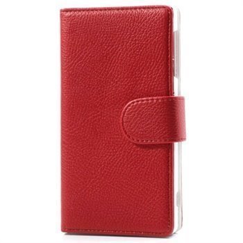 Sony Xperia Z1 Wallet Nahkakotelo Punainen