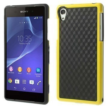 Sony Xperia Z2 Cube Design Hybrid Kotelo Musta / Keltainen