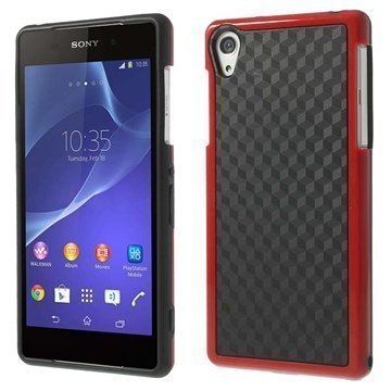 Sony Xperia Z2 Cube Design Hybrid Kotelo Musta / Punainen