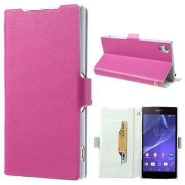 Sony Xperia Z2 Doormoon Wallet Kotelo Kuuma Pinkki