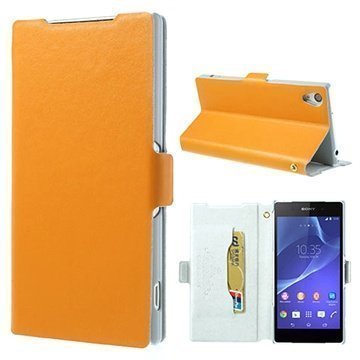 Sony Xperia Z2 Doormoon Wallet Kotelo Oranssi