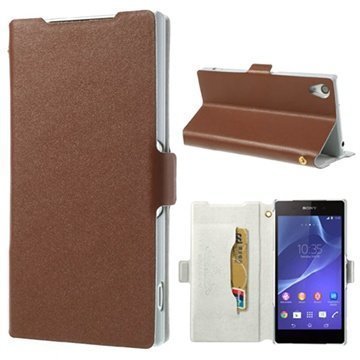 Sony Xperia Z2 Doormoon Wallet Kotelo Ruskea