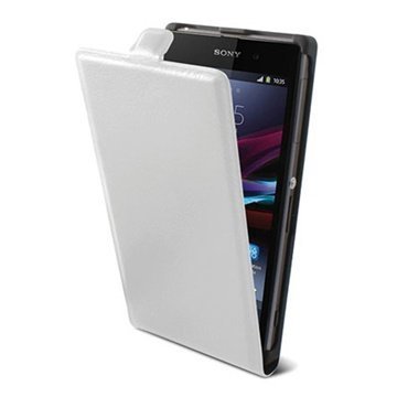 Sony Xperia Z2 Ksix Flip Nahkakotelo Valkoinen