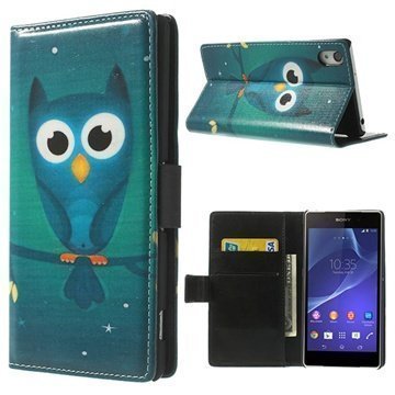 Sony Xperia Z2 Wallet Nahkakotelo Owl