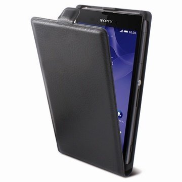 Sony Xperia Z3 Compact Ksix Vertical Avattava Nahkakotelo Musta