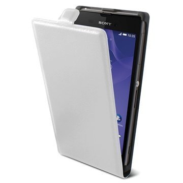 Sony Xperia Z3 Compact Ksix Vertical Avattava Nahkakotelo Valkoinen