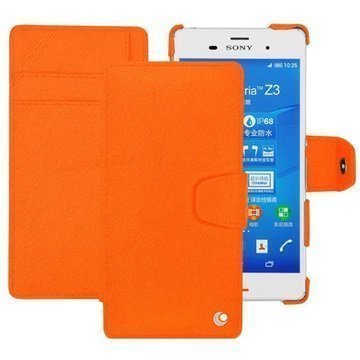 Sony Xperia Z3 Compact Noreve Tradition B Nahkainen Lompakkokotelo Ajaton Oranssi