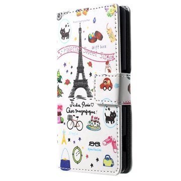 Sony Xperia Z3 Compact Tyylikäs Nahkainen Lompakkokotelo Life in Paris