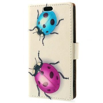 Sony Xperia Z3 Compact Wallet Nahkakotelo Ladybugs