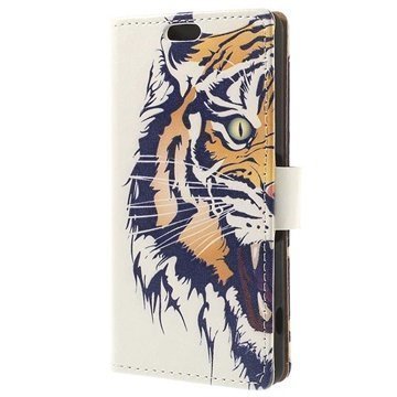 Sony Xperia Z3 Compact Wallet Nahkakotelo Tiger