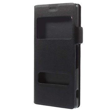 Sony Xperia Z3 Doormoon Double View Flip Nahkakotelo Musta