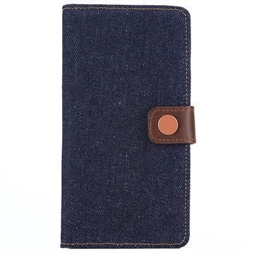 Sony Xperia Z3+ Jeans Lompakkokotelo Tummansininen