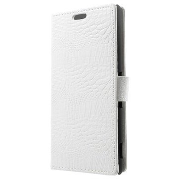 Sony Xperia Z3 Krokotiilinnahkainen Lompakkokotelo Valkoinen