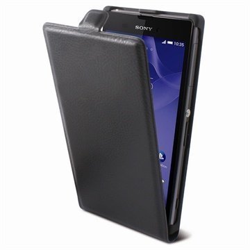 Sony Xperia Z3 Ksix Pystymallinen Nahkainen Läppäkotelo Musta