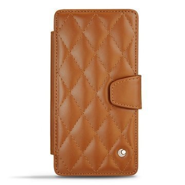 Sony Xperia Z3 Noreve Tradition B Wallet Leather Case PerpÃ©tuelle Couture Ruskea