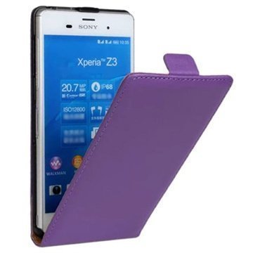 Sony Xperia Z3 Pystysuuntainen Nahkainen Läppäkotelo Violetti