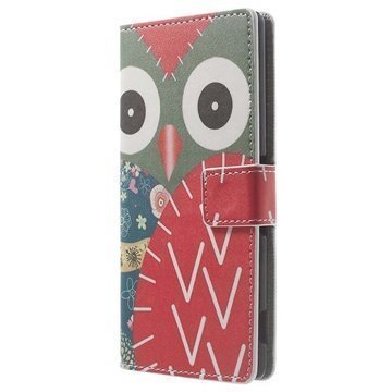 Sony Xperia Z3 Wallet Nahkakotelo Punainen Pöllö