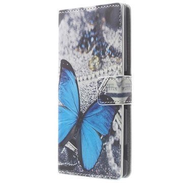 Sony Xperia Z3 Wallet Nahkakotelo Sininen Perhoset