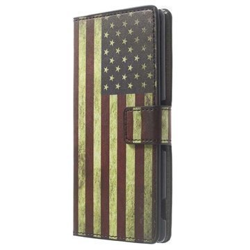 Sony Xperia Z3 Wallet Nahkakotelo Vintage American Flag