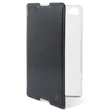 Sony Xperia Z5 Compact Ksix Folio Kotelo Läpinäkyvä / Musta