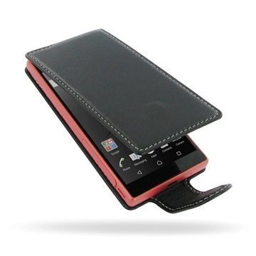 Sony Xperia Z5 Compact PDair Deluxe Nahkainen Läppäkotelo Musta