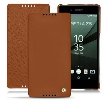 Sony Xperia Z5 Xperia Z5 Dual Noreve Tradition D Läpällinen Nahkakotelo PerpÃ©tuelle Ruskea